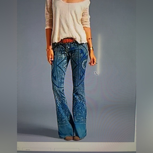 Free People Discharged Bleached Bali Mantra Jean Flares - Picture 2 of 7